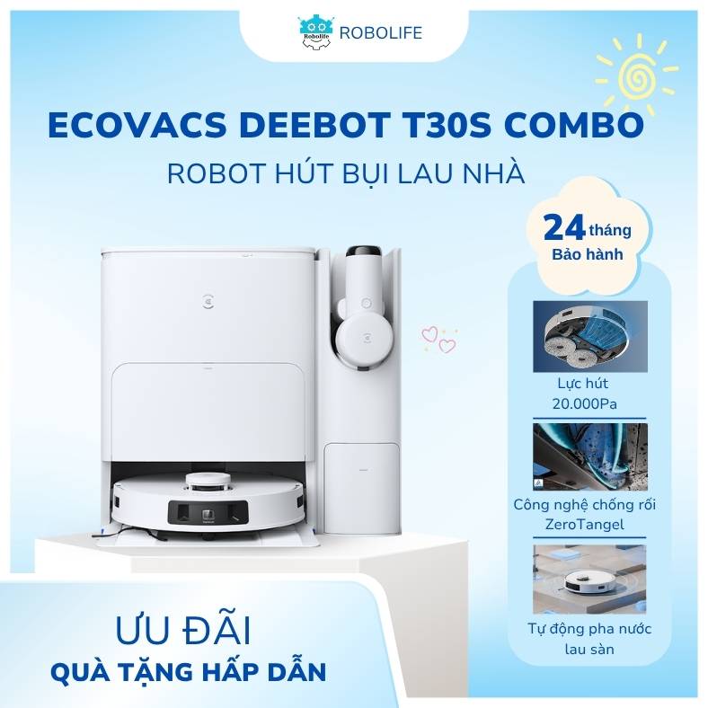 Robot hút bụi lau nhà Ecovacs Deebot T30S Combo