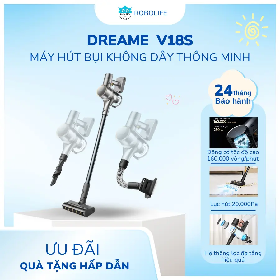 MÁY HÚT BỤI KHÔNG DÂY THÔNG MINH DREAME V18S