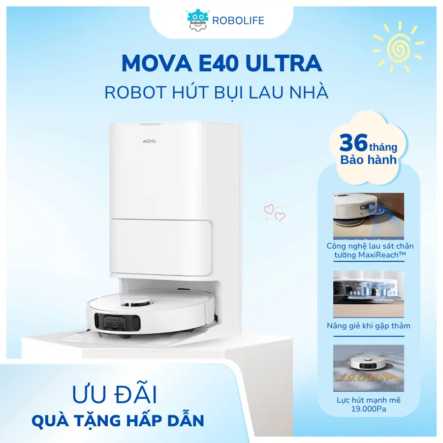 ROBOT HÚT BỤI LAU NHÀ MOVA E40 ULTRA
