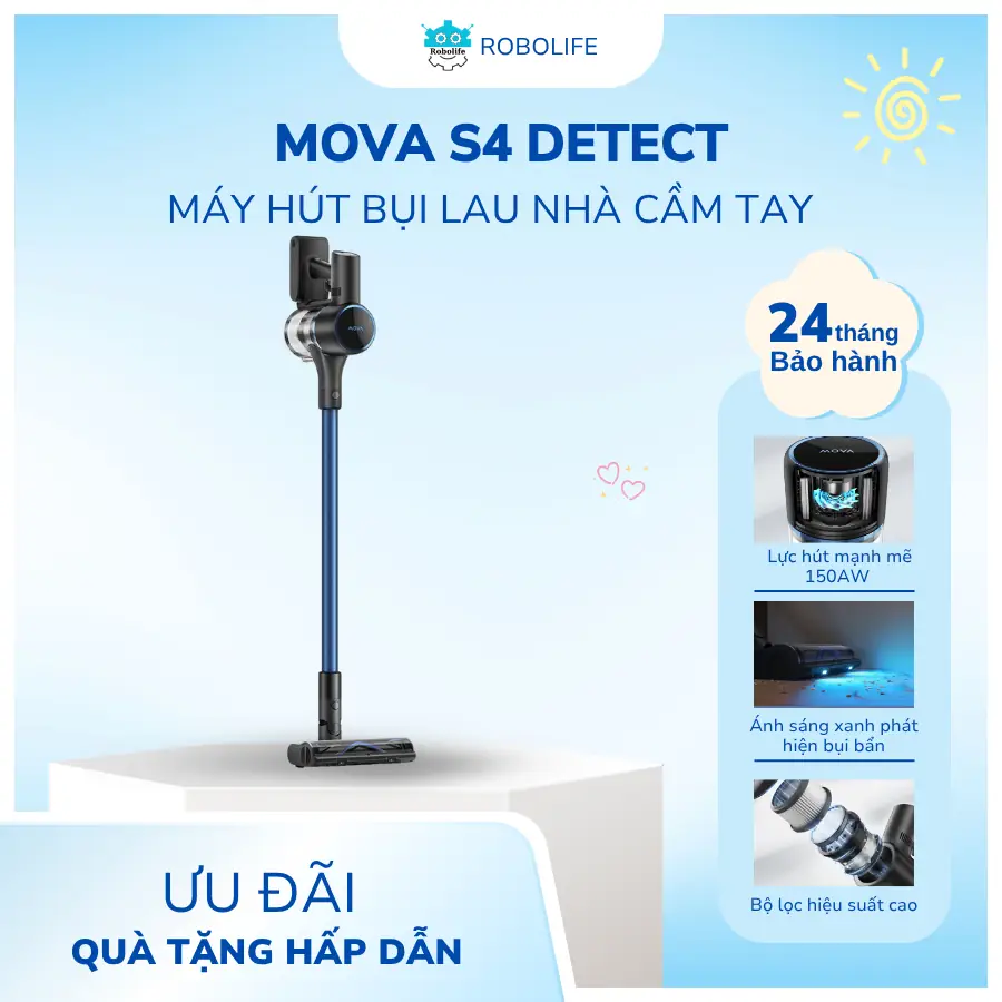 MÁY HÚT BỤI LAU NHÀ CẦM TAY MOVA S4 DETECT