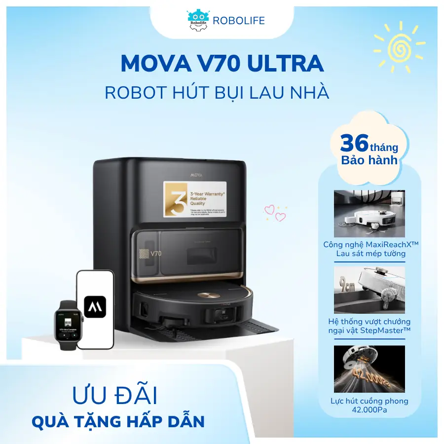 ROBOT HÚT BỤI LAU NHÀ MOVA V70 ULTRA